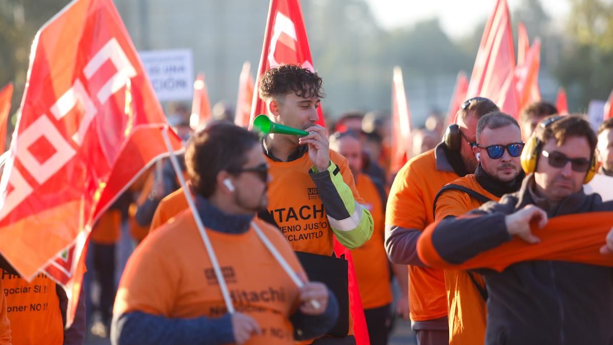 Manifestación de los trabajadores de Hitachi