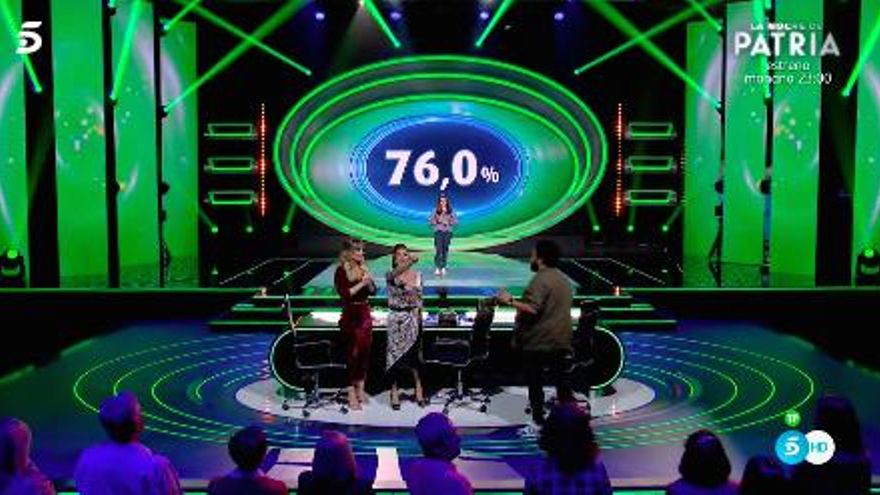 Isabel señalándole al público su equivocación