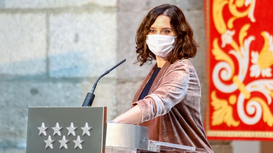 La presidenta de la Comunidad de Madrid, Isabel Díaz Ayuso, ofrece una rueda de prensa tras mantener el último Consejo de Gobierno