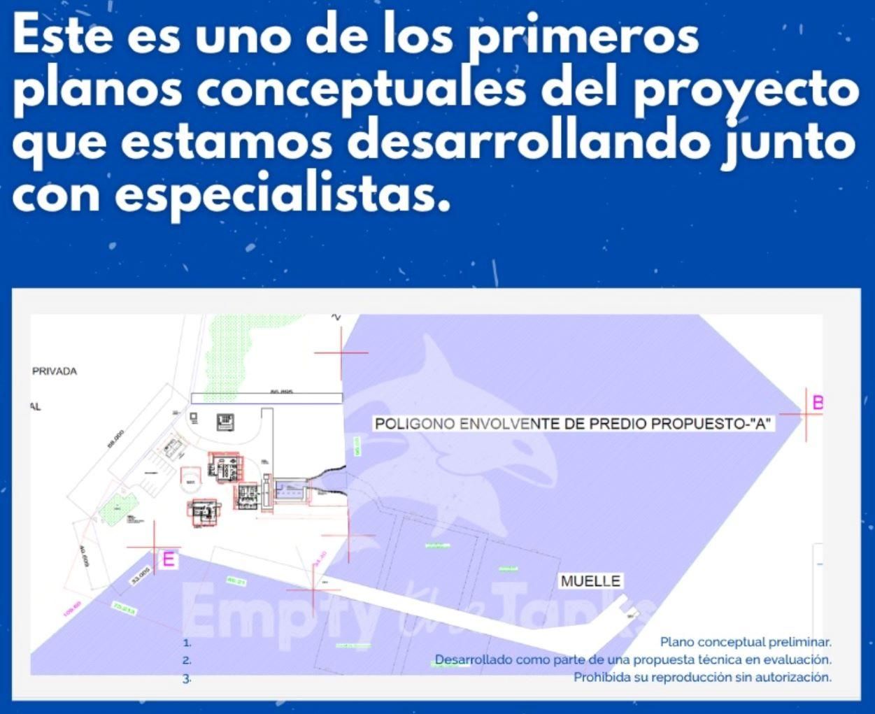 La propuesta de Empty the Tanks para la creación del primer Centro para la Conservación e Investigación de Vida Silvestre (CIVS) especializado en mamíferos marinos de México. Imagen: cortesía Empty the Tanks México