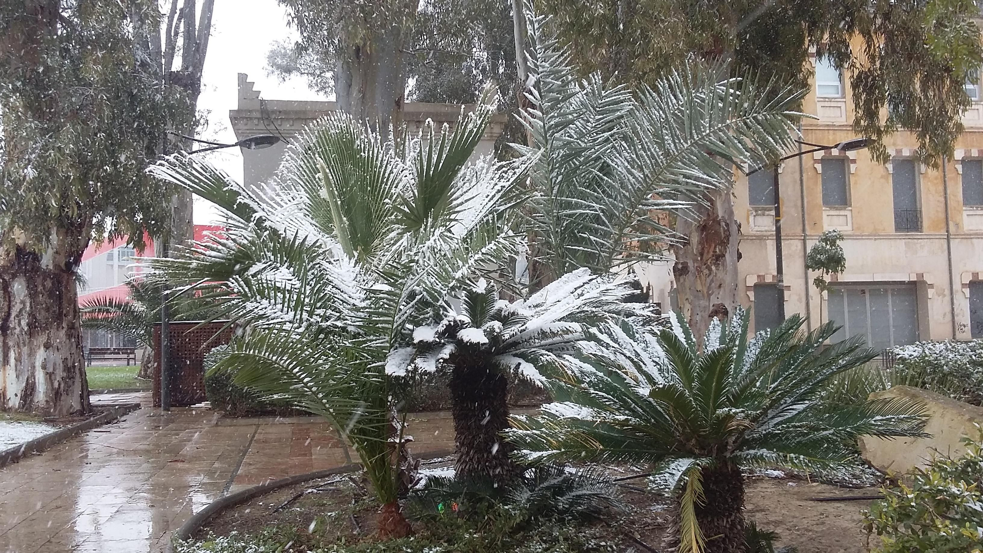 Nieva sobre el Cuartel de artillería, Murcia