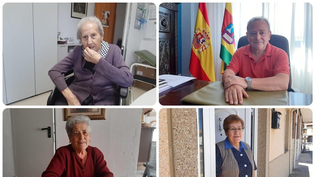 De izquierda a derecha y de arriba abajo, Saturnina Abad Miguélez 'Nina', Juan Carlos Rodríguez, Antonia Cordero y Loli Martínez Alonso, en San Justo de la Vega. 