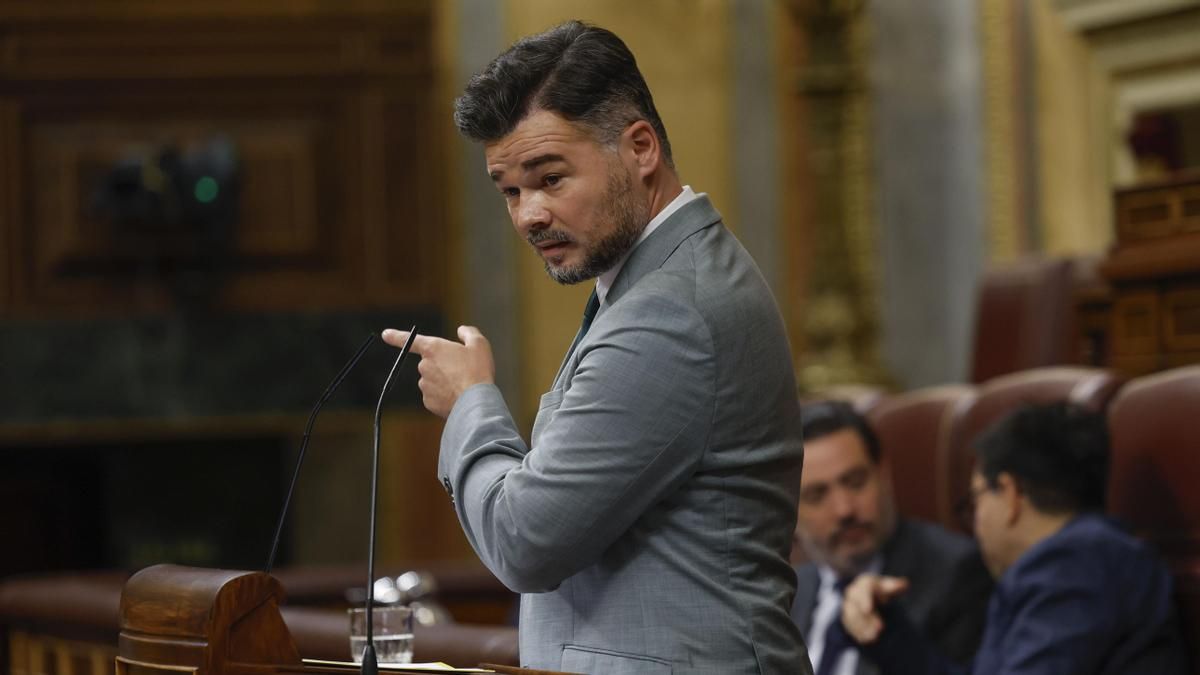 El portavoz de ERC, Gabriel Rufián interviene durante el pleno del Congreso de los Diputados este miércoles.