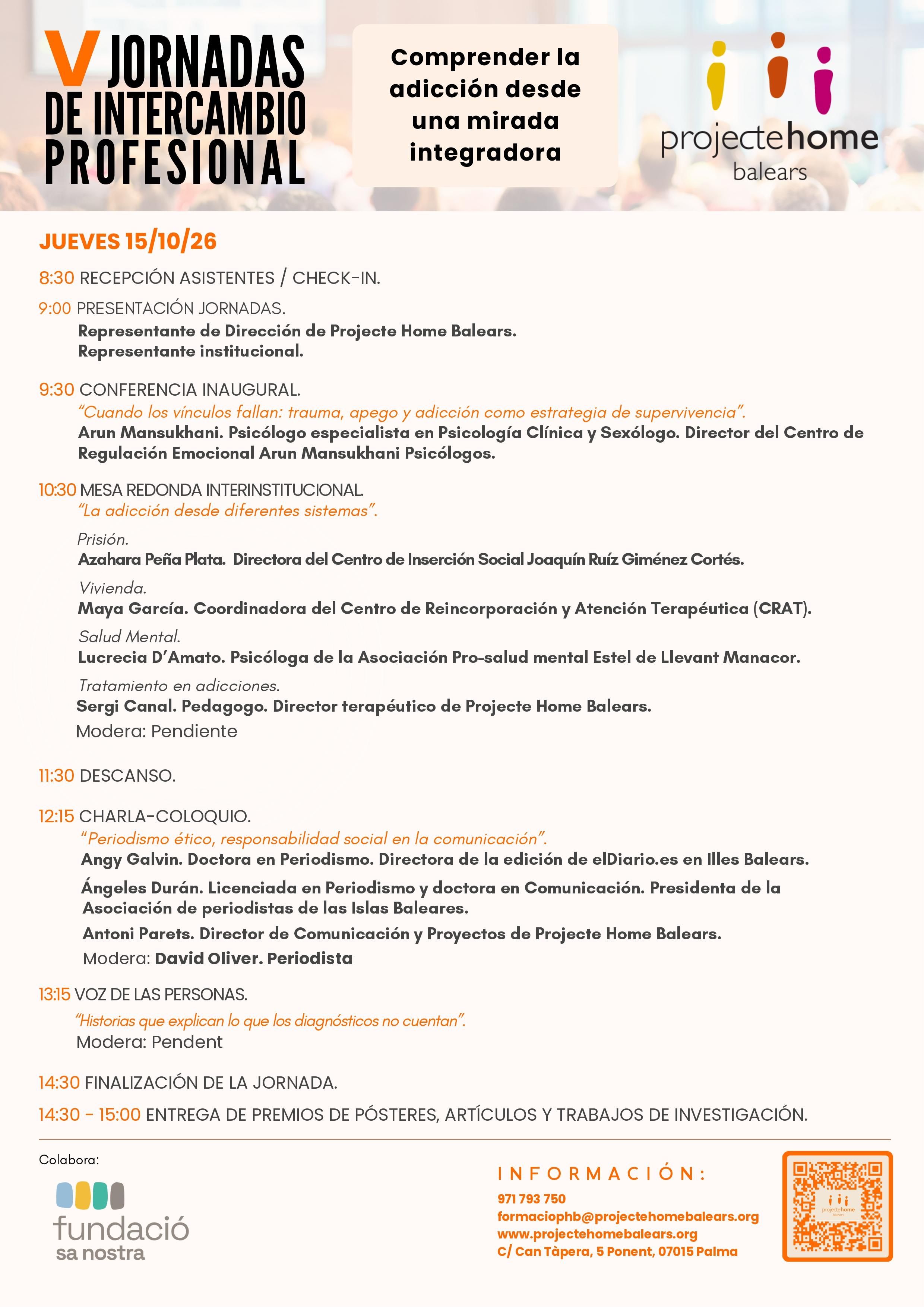 Programa de las jornadas de Proyecto Hombre