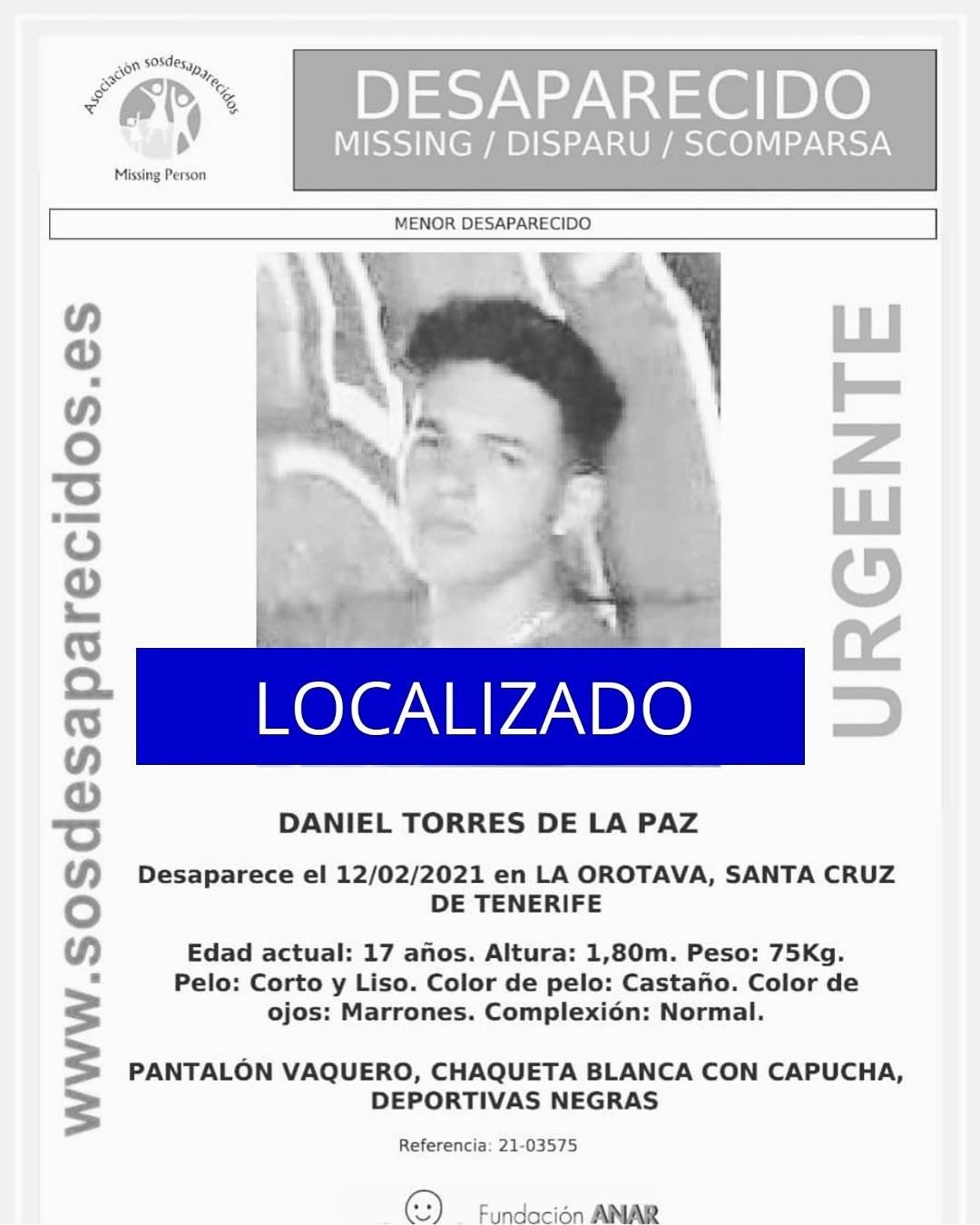 Daniel Torres, localizado en Tenerife