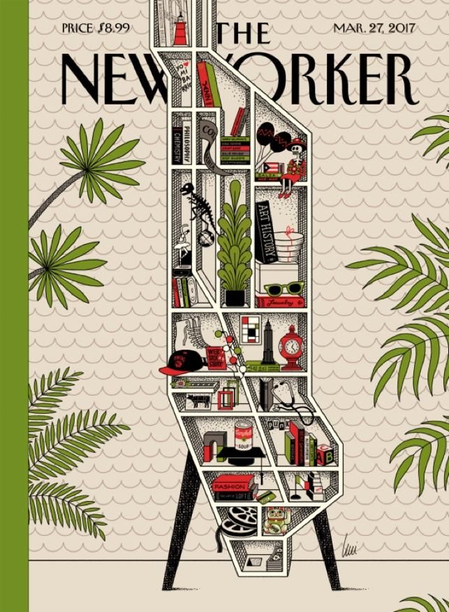Portada de Luci Gutierrez, que presenta una estantería con la silueta de la isla de Manhattan
