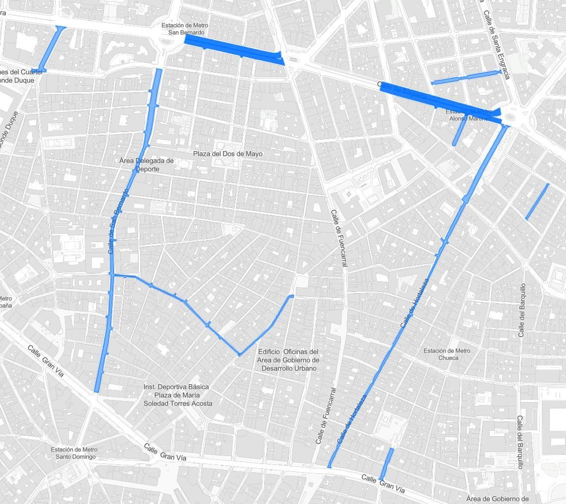 Calles que serán asfaltadas en el entorno de Malasaña Chueca este 2025