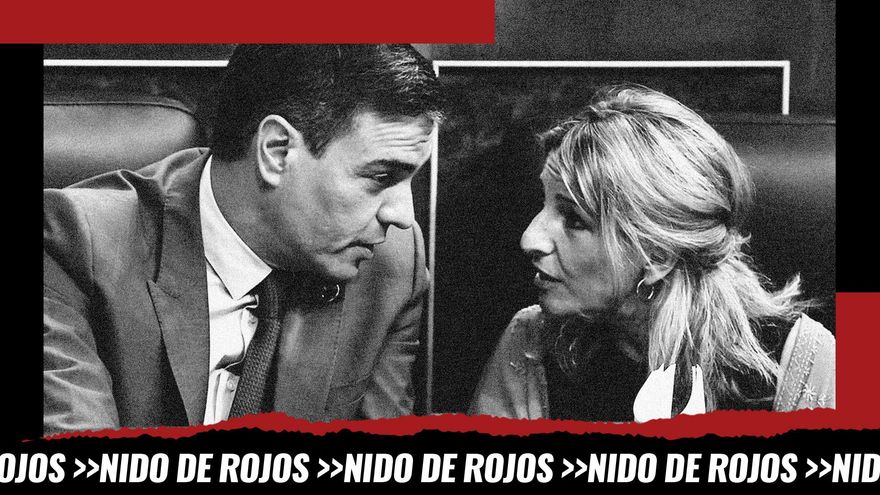 Pedro Sánchez y Yolanda Díaz conversan en el Congreso