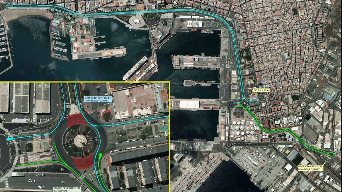 Plano de las alternativas al tráfico por los cortes debido a las obras de soterramiento de la GC-1.