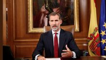 El rey Felipe VI, durante el discurso tras el 1-O.