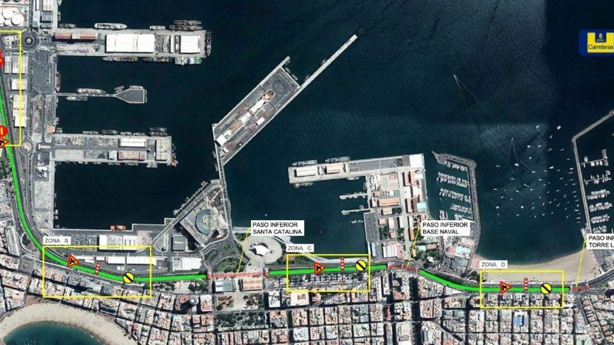 Tramo de la Avenida Marítima que se verá afectado por el cierre parcial