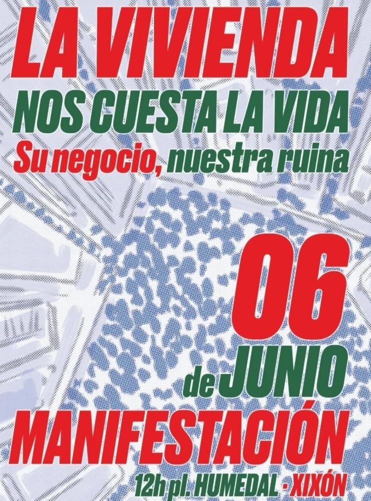 Cartel anunciador de la manifestación que tendrá lugar el próximo 6 de junio en Gijón/Xixón.