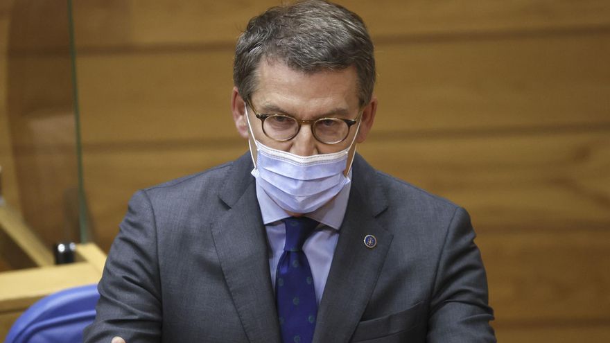 El presidente de la Xunta, Alberto Núñez Feijóo durante el pleno del Parlamento de Galicia este miércoles en Santiago de Compostela.