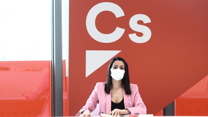 La presidenta de Ciudadanos, Inés Arrimadas, durante una reunión del Comité Permanente del partido.