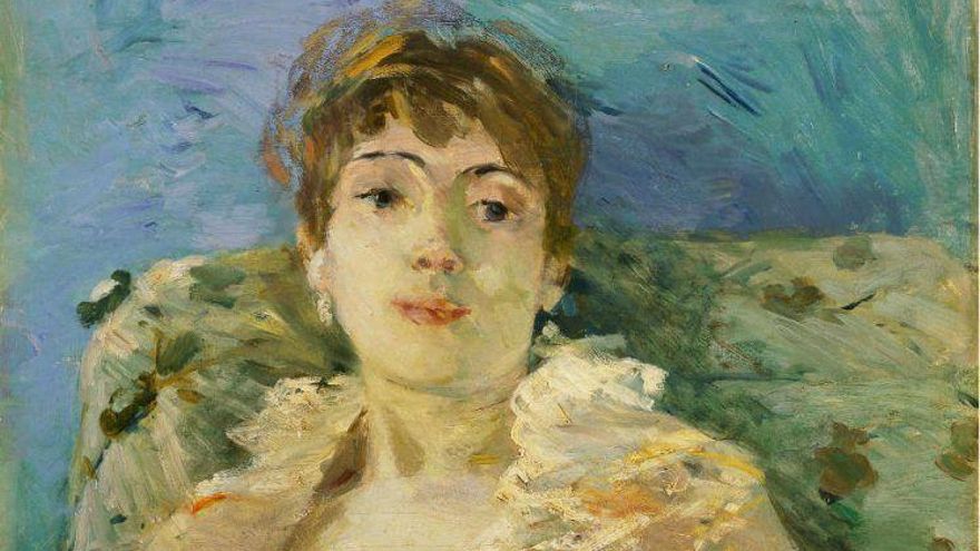 Detalle de 'Mujer joven en el sofá' de Berthe Morisot