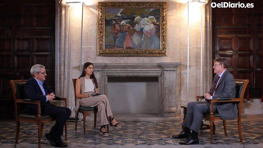 Un momento de la entrevista a Ximo Puig en el Palau de la Generalitat.