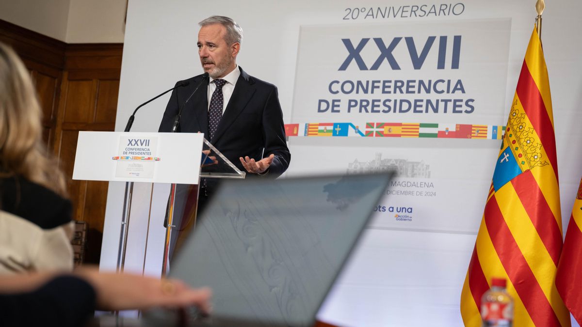 Azcón en la rueda de prensa posterior a la Confencia de Presidentes