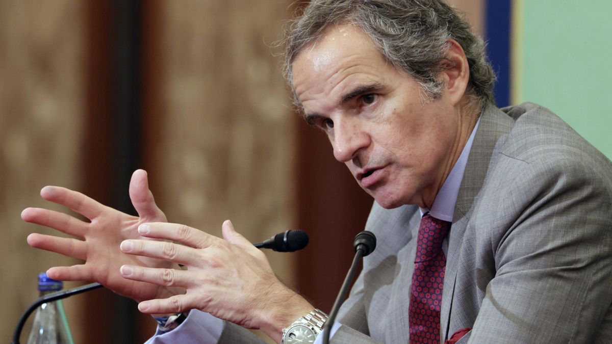 El director general del Organismo Internacional de Energía Atómica (OIEA), Rafael Grossi, durante la rueda de prensa de este viernes.