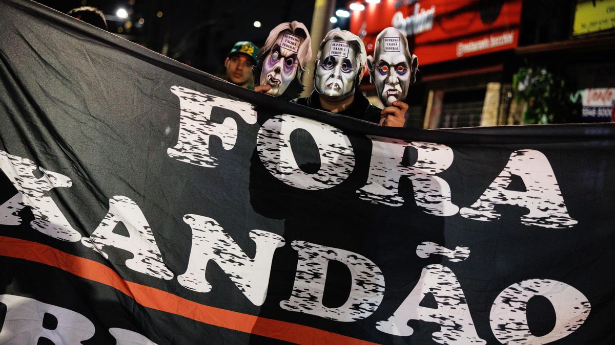 Simpatizantes de Jair Bolsonaro protestan en agosto en São Paulo para pedir la destitución del juezz Alexandre de Moraes.