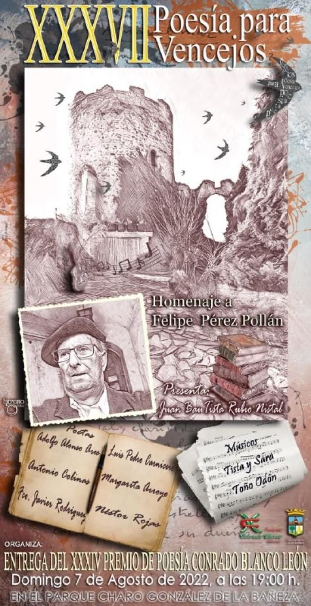 Cartel de una nueva edición de Poesía para Vencejos, con homenaje a Felipe Pérez Pollán.