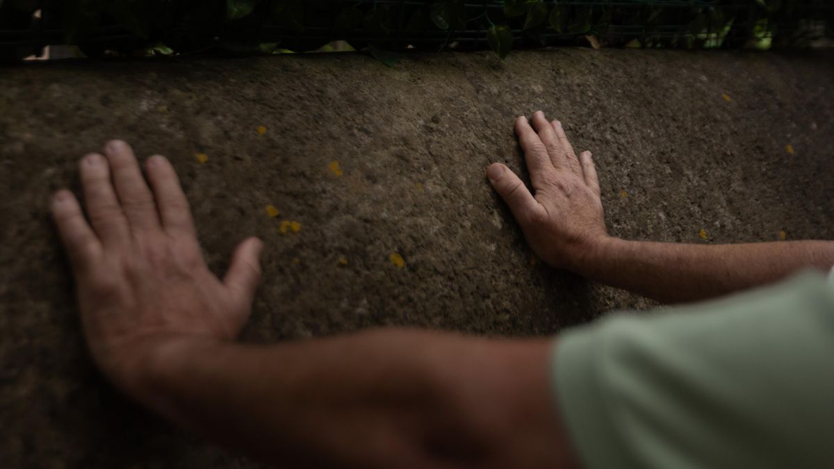 Guillem Mir, apoyado en uno de los muros de la vivienda donde se llevaron a su abuelo