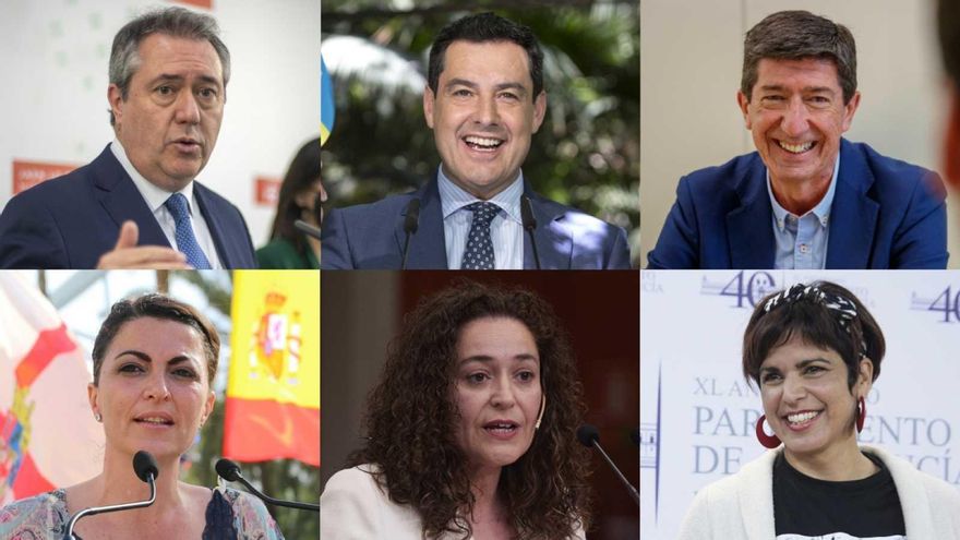 Los seis candidatos a la Presidencia de la Junta de Andalucía que intervendrán en los debates de RTVE y RTVA