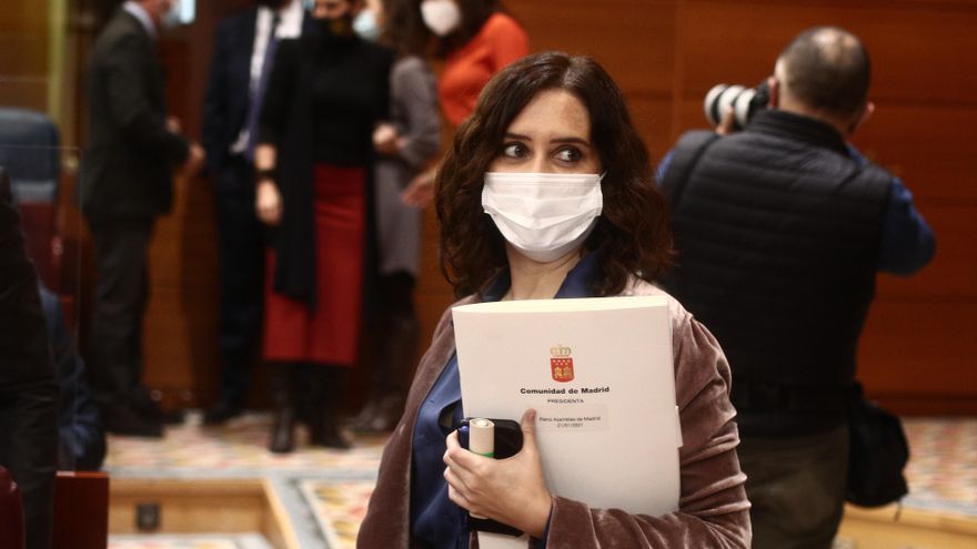 La presidenta de la Comunidad de Madrid, Isabel Díaz Ayuso, en la Asamblea