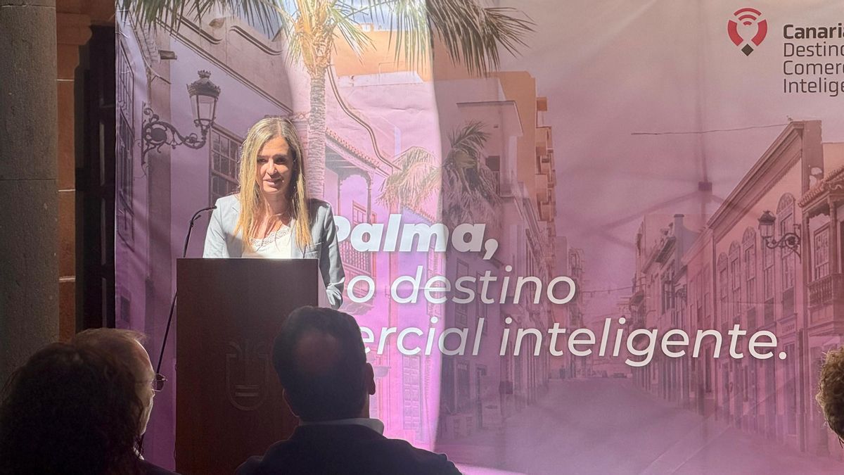 MIriam Perestelo, consejera de Promoción Económica, Comercio y Transformación Digital del  Cabildo y consejera delegada de Sodepal,  en la presentación del proyecto ‘La Palma, destino comercial inteligente’.