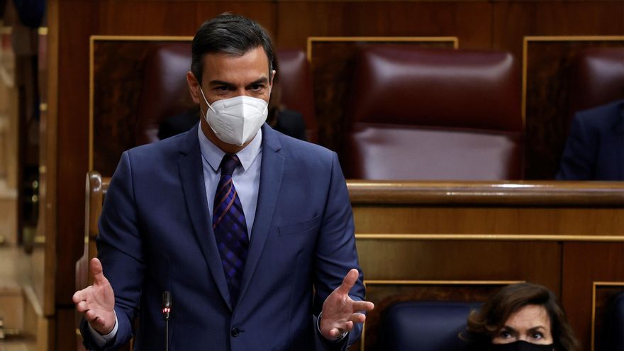 El presidente del Gobierno, Pedro Sánchez interviene durante la sesión de control del Congreso. EFE/Chema Moya/Archivo