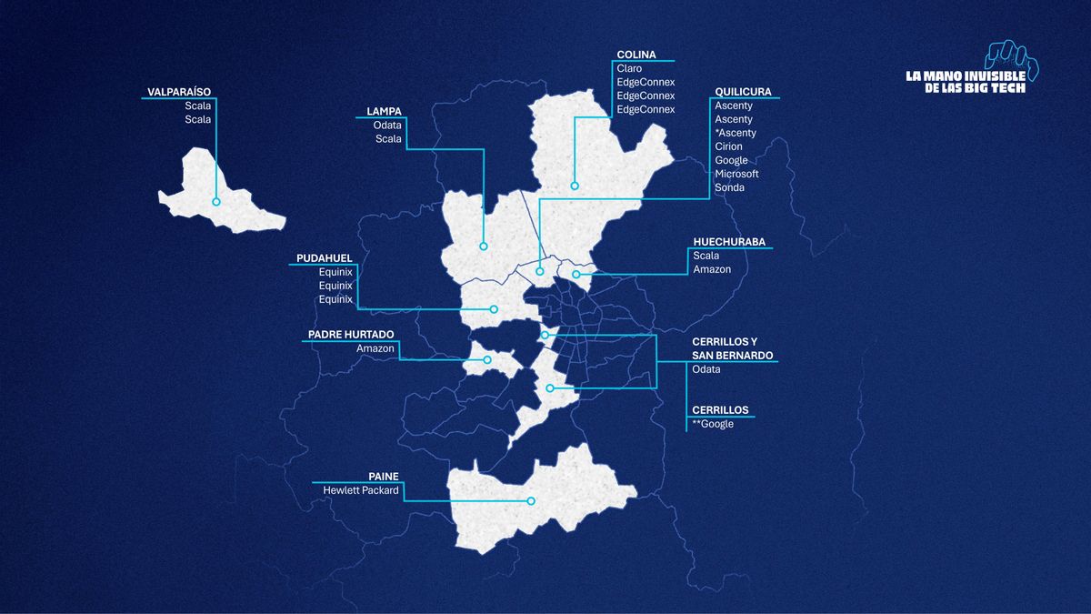 Desde 2011 se han aprobado 23 proyectos de data centers en el sistema de evaluación ambiental. Uno de *Ascenty está en evaluación y uno de **Google en Cerrillos fue desistido luego de que un tribunal ambiental cuestionara su aprobación.