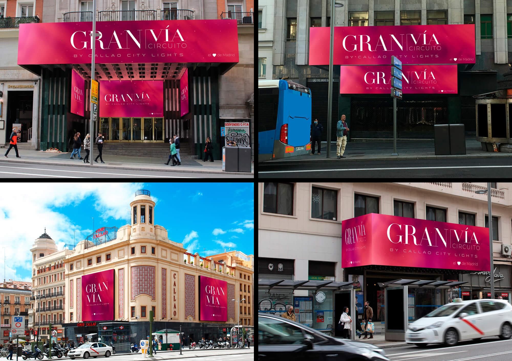 Muestras del catálogo web para el circuito de pantallas en Gran Vía