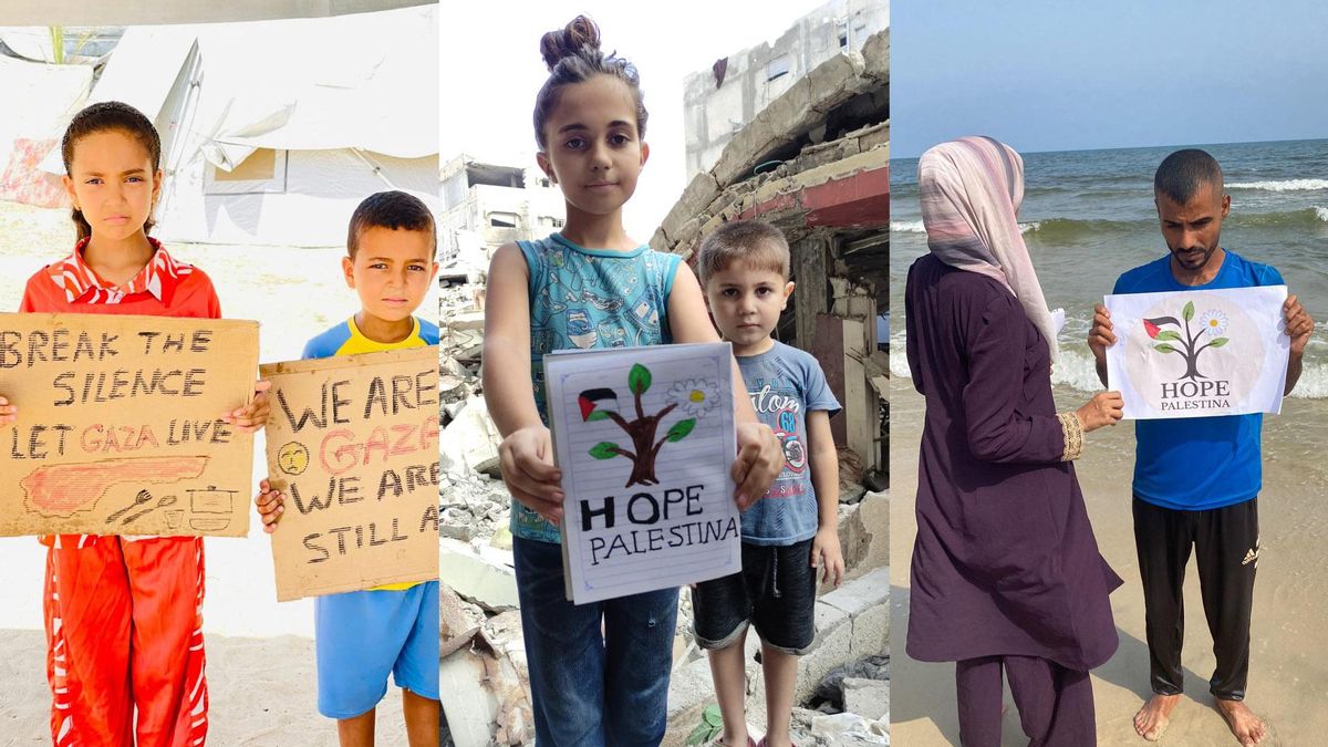 Varios de los gazatíes que participan en la iniciativa Hope Palestina.