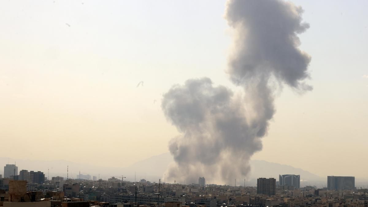 Smoke rises in central Tehran after Israel attack, 28 February 2026.