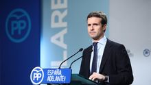 Pablo Casado en una comparecencia en el PP