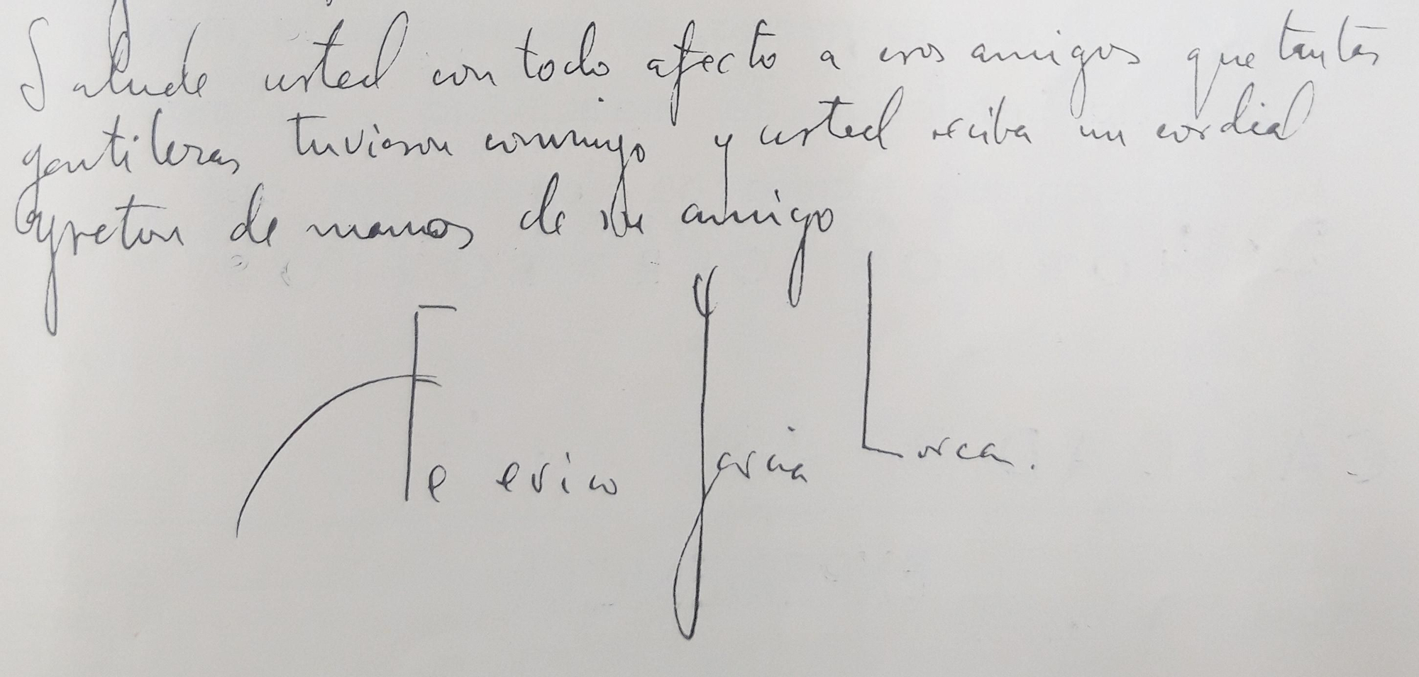 Firma de Federico García Lorca en la carta enviada a Serna