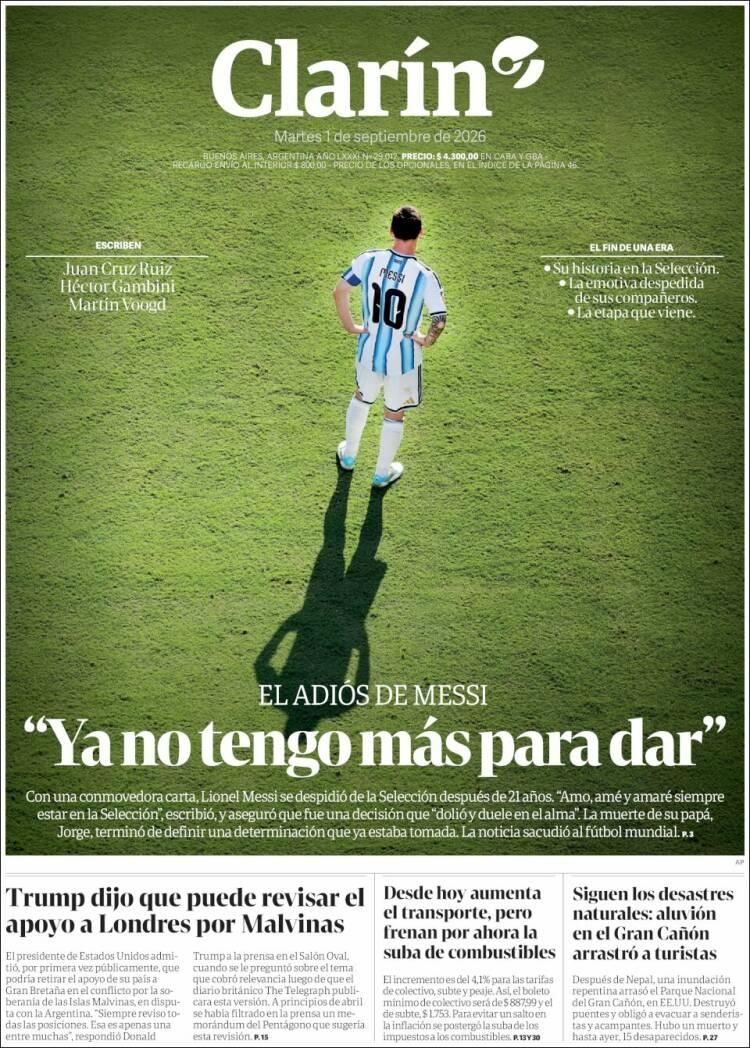 El adiós de Messi a la Selección, en las tapas de diarios de Argentina y el mundo