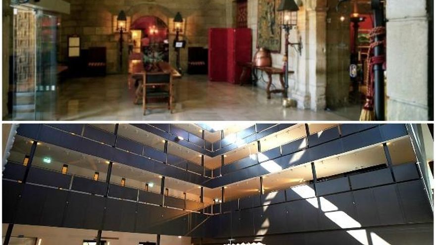 El anterior acceso y el nuevo atrio, donde irá la cafetería, del Hostal San Marcos.