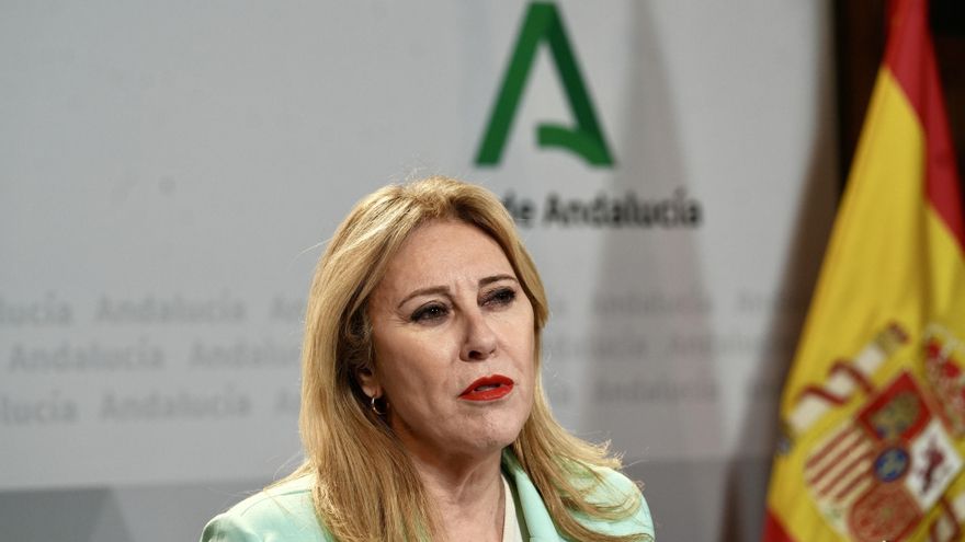 La consejera de Economía, Hacienda y Fondos Europeos de la Junta de Andalucía y portavoz del Gobierno, Carolina España, interviene en la rueda de prensa posterior a la reunión semanal del Consejo de Gobierno de la Junta de Andalucía.