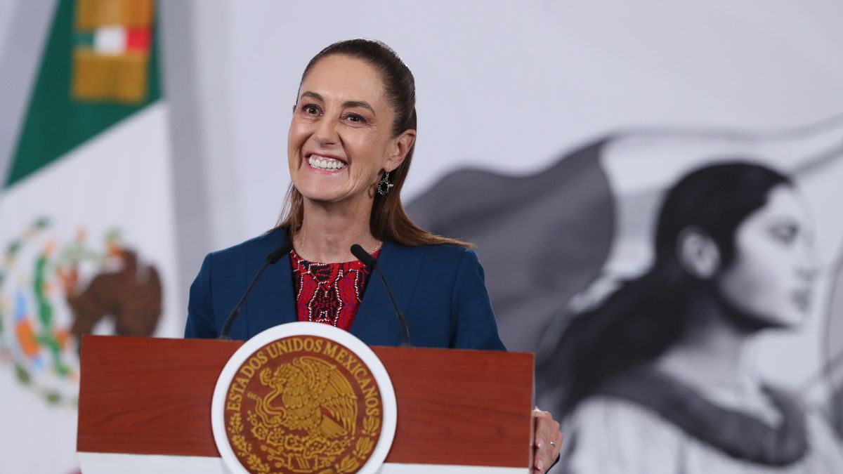 La presidenta de México, Claudia Sheinbaum, habla este miércoles, durante una rueda de prensa en Palacio Nacional de la Ciudad de México (México). EFE/ Mario Guzmán