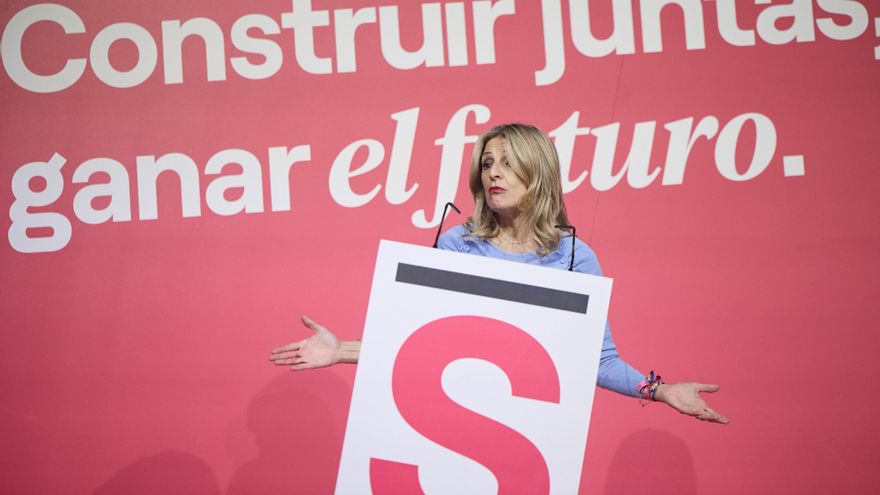 Archivo - La vicepresidenta segunda y ministra de Trabajo y Economía Social, Yolanda Díaz, interviene durante la clausura de la Asamblea Estatal de Sumar, en el Teatro Alcázar, a 30 de marzo de 2025, en Madrid (España).