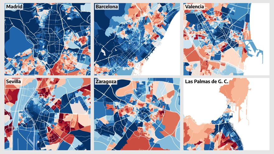¿Cuánto ganan tus vecinos? El nuevo mapa de la renta en España, calle a calle