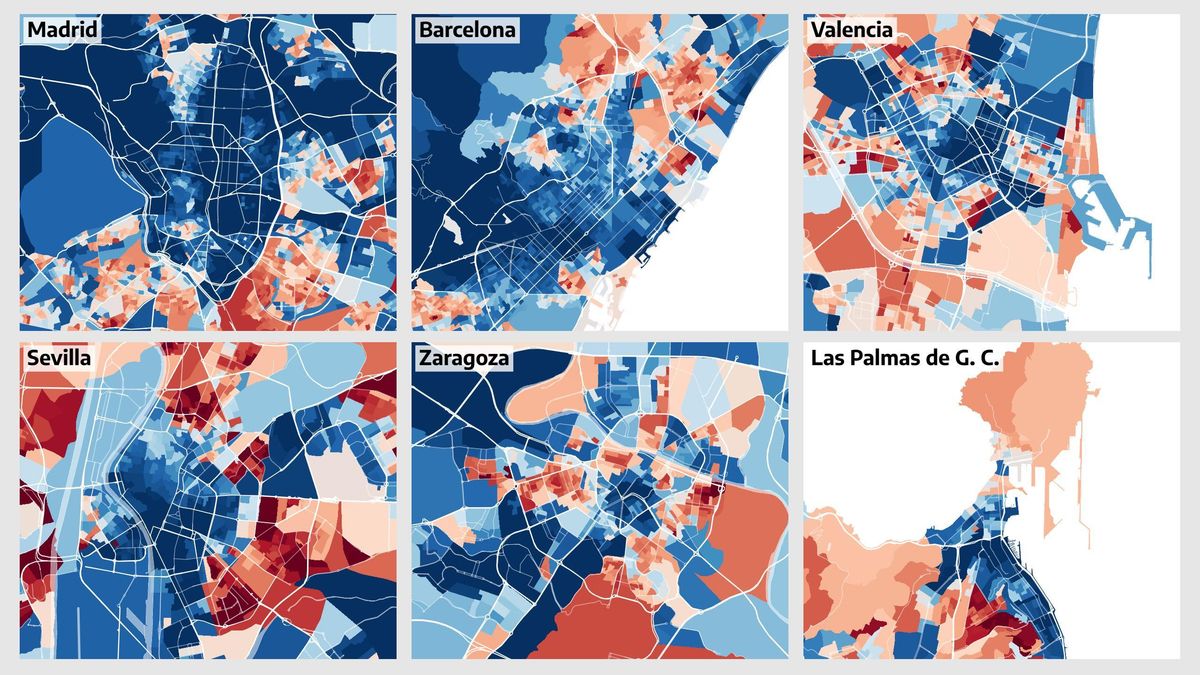 ¿Cuánto ganan tus vecinos? El nuevo mapa de la renta en España, calle a calle