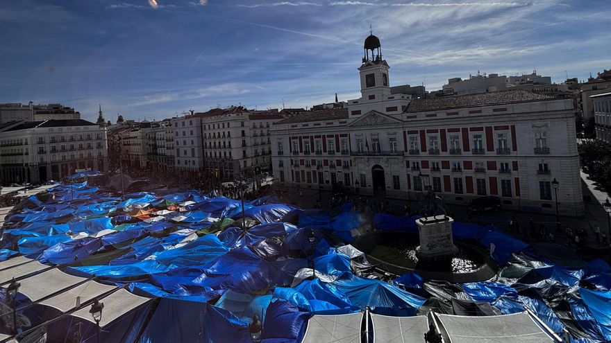 Vista de la acampada de la Puerta de Sol, este sábado.