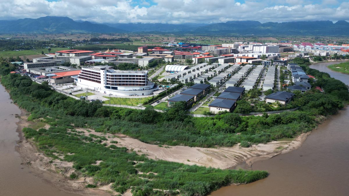 Imagen área del KK Park, el complejo en la frontera de Myanmar con Tailandia que alberga una vasta red dedicada a las estafas en Internet.