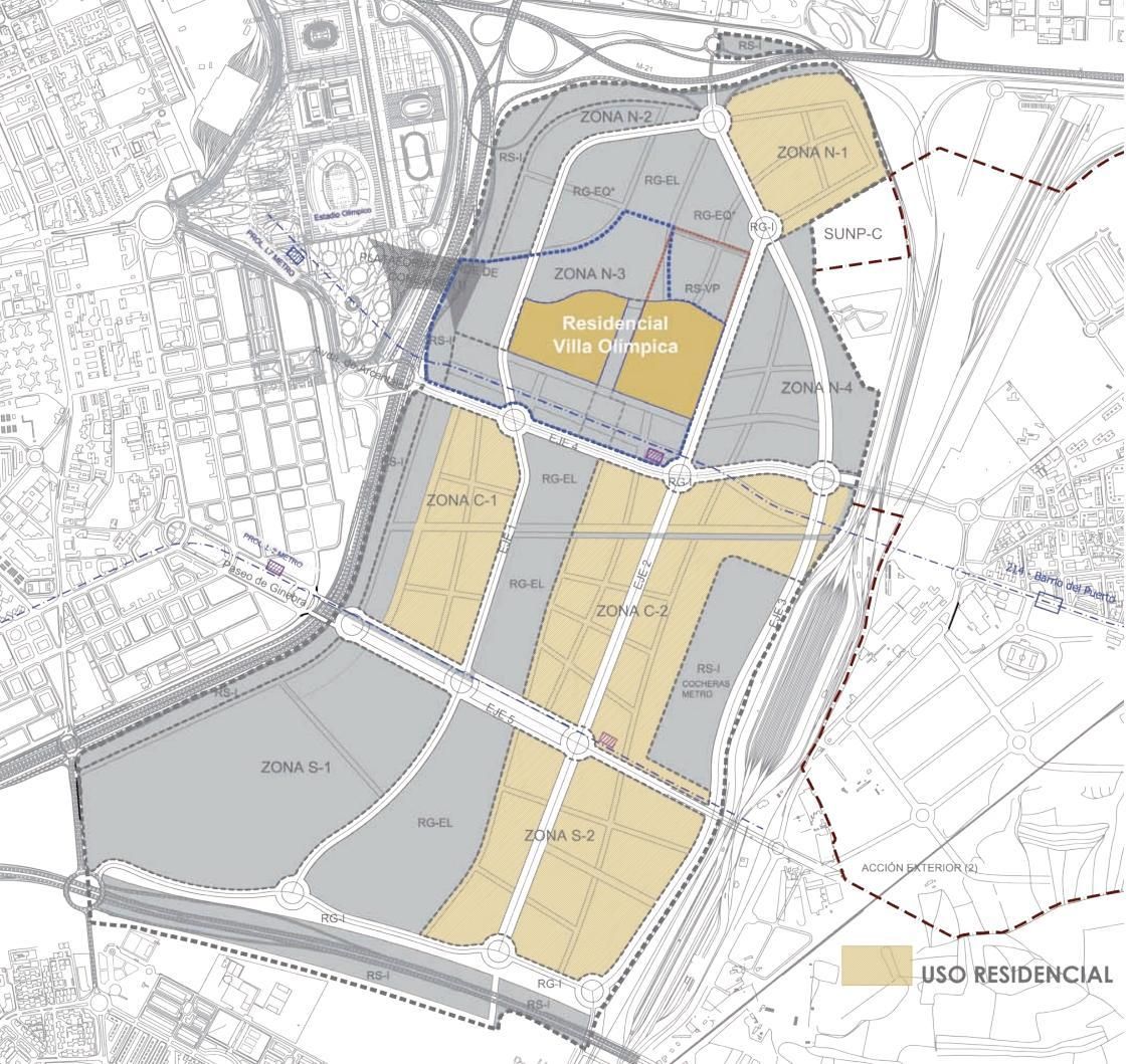 Plano de la NCE en tiempos en los que iba a convertirse en villa olímpica
