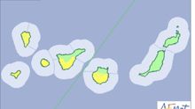 Mapa de la Aemet del aviso de riesgo por lluvias para este viernes, 23 de febrero de 2018.
