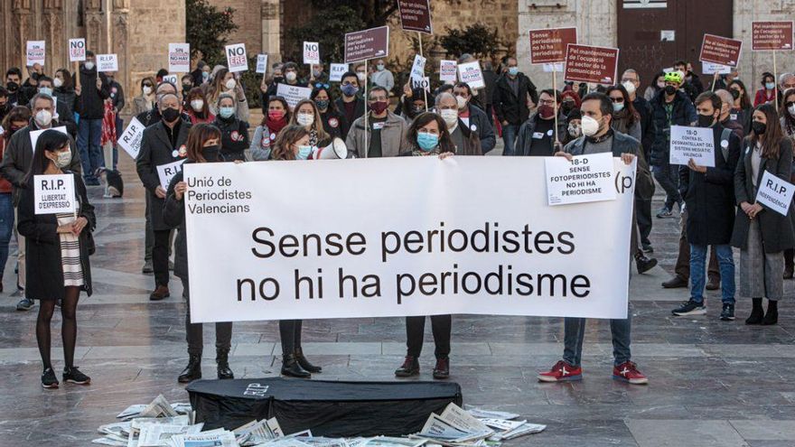 Una protesta organizada por la Unió de Periodistes.