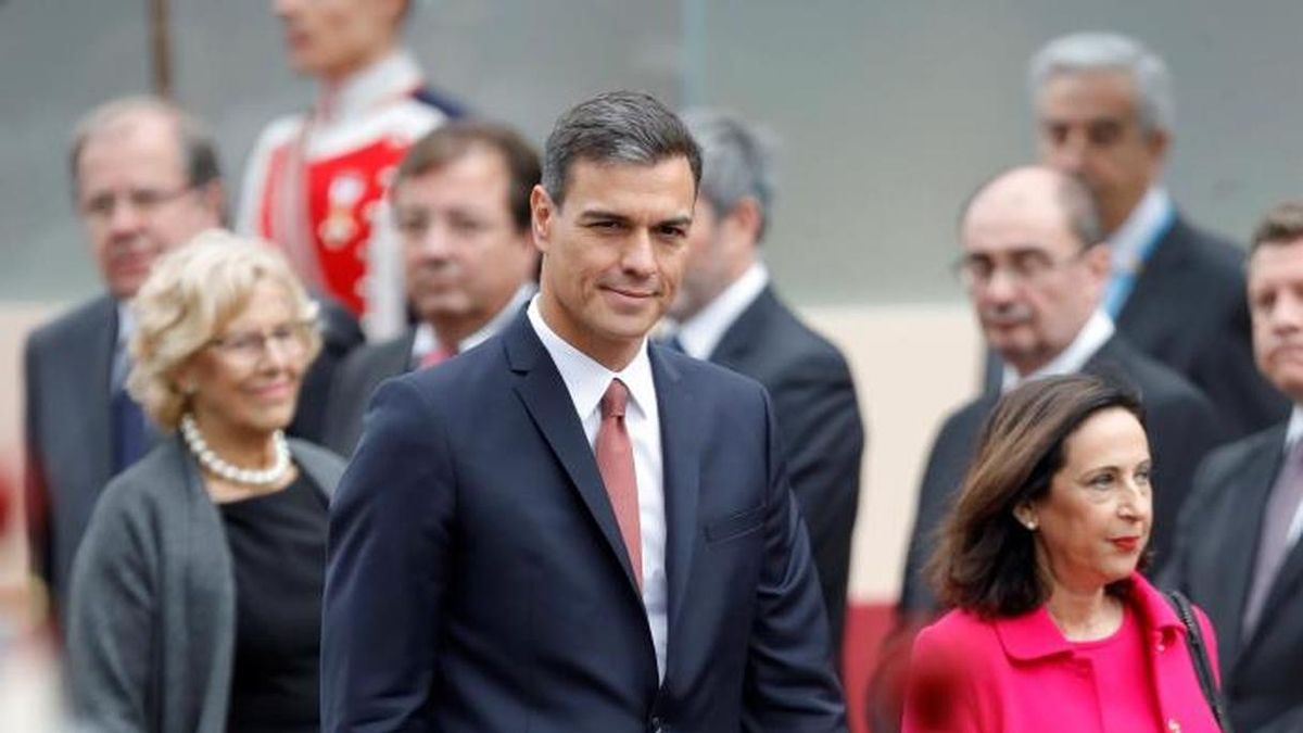 Pedro Sánchez durante el desfile del 12-O.