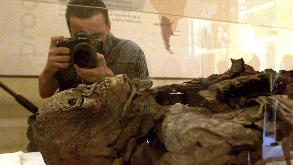 Una momia guanche en el Museo de la Ciencia y la Humanidad de Santa Cruz de Tenerife