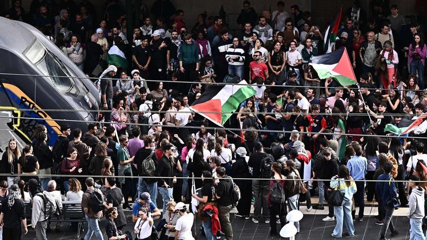 Protestas este viernes en Génova, Italia, por la actuación de Israel con los barcos de la Flotilla a Gaza